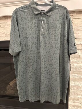 Waggle Men's Sage Patterned Polo Shirt - XXL